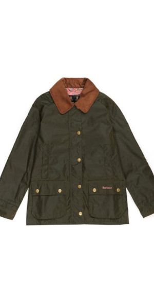 Barbour - Kids' Acorn Waxed Cotton Jacket in Archive Olive/Retro