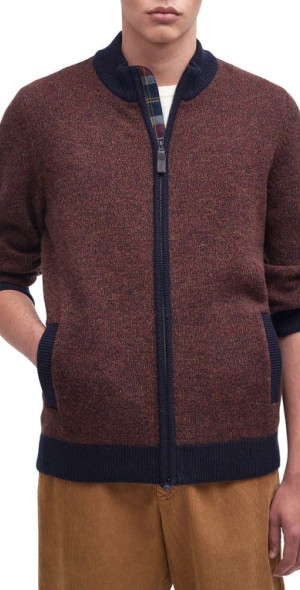 Barbour Longhirst Wool Blend Zip Sweater Jacket in Navy at Nordstrom