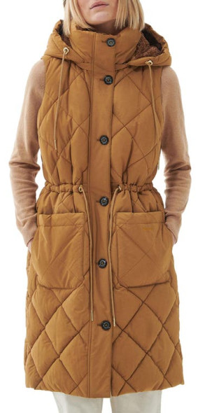 Barbour Orinsay Quilted Hooded Vest in Fawn/Ancient at Nordstrom