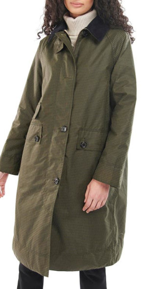 Barbour - Printed Burwick Waxed Jacket in Olive Dogtooth/Ancient