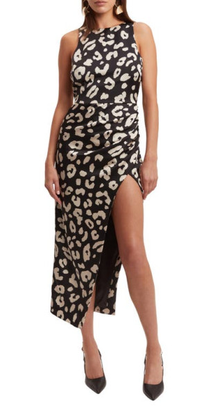 Bardot - Danika Animal Print Midi Dress in Leopard/Bl at Nordstrom