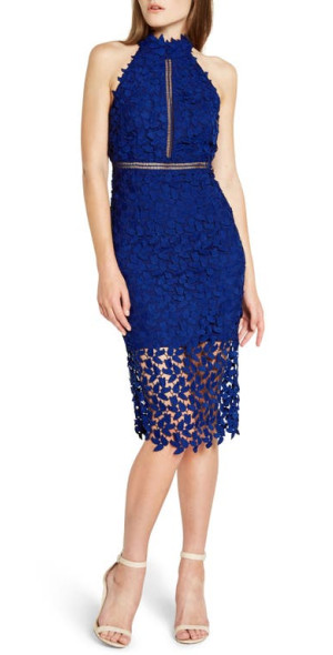 bardot gemma halter lace sheath dress Cocktail dress