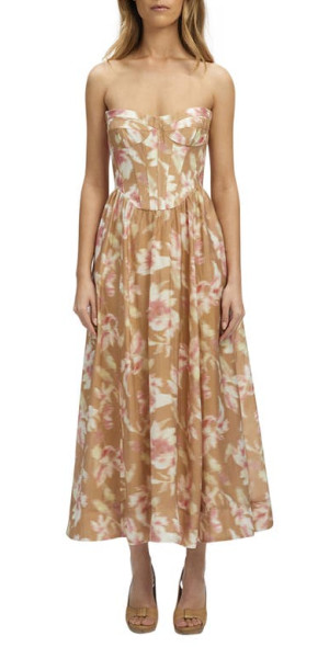 Bardot - Lola Floral Strapless Corset Dress in Pink Haze at Nordstrom