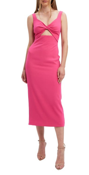 cantara ruffled midi dress Pink Chiffon Ruffle Rosette Bandeau Midi Dress