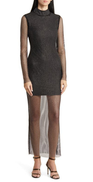 bebe - Sparkle Mesh Long Sleeve Dress in Black at Nordstrom bebe - Sparkle Mesh Long Sleeve Dress in Black at Nordstrom
