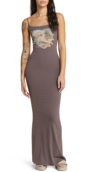 BOYS LIE - Straight Flush Rib Maxi Dress in Taupe at Nordstrom