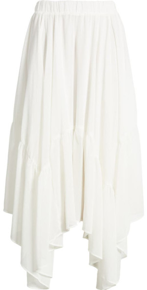 Boho Ruffle Trim Maxi Skirt in White Blanc at Nordstrom