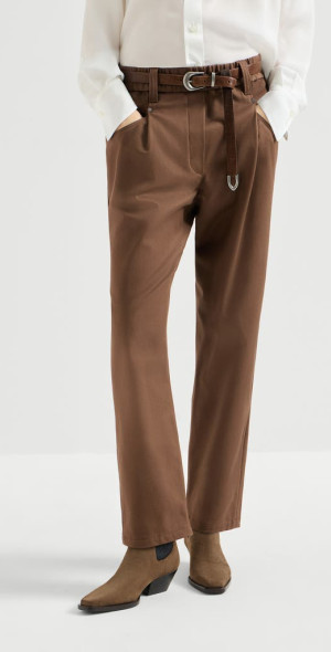 Brunello Cucinelli - Stretch cotton cover baggy pull-on trousers