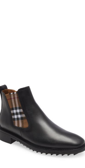 burberry Allostock Check Chelsea Boot in Black/Birch Brown