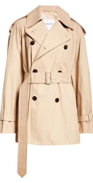 burberry Belted Short Cotton Trench Coat in Flax at Nordstrom