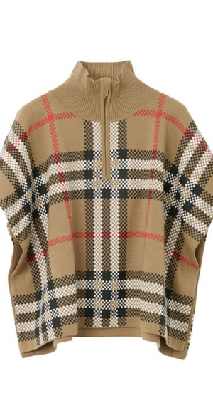 burberry - Kids' Ginny Pixel Check Wool Blend Poncho in Archive