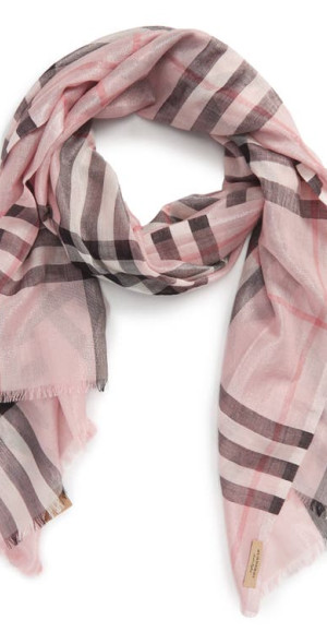 burberry - Metallic Giant Check Scarf in Ash Rose/Silver