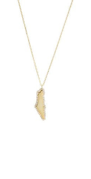BY ADINA EDEN Pave Outlined Map Of Israel Necklace in Gold at