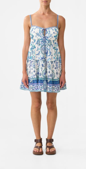 Camilla - Gathered Bust Tiered Mini Dress Isnik Lullaby