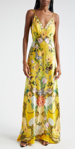 Camilla - Paths of Gold Silk Slipdress at Nordstrom, Size Large