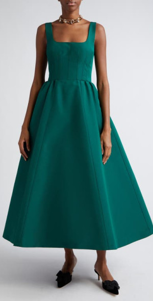 slim fit dress slacks Mara Dress In Green Roses On Marble Print Taffeta Faille