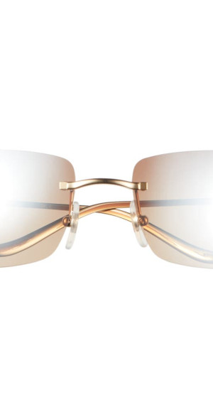 Cartier 78mm Oversize Rimless Rectangular Sunglasses in Gold at