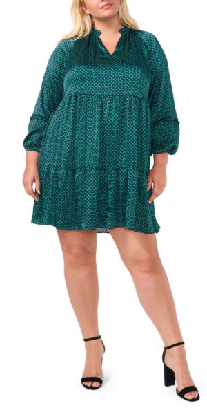 chinese dress ladies Floral Frill Trim Sleeve Plunge Maxi Dress
