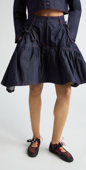 Cecilie Bahnsen - Gloria Asymmetric Denim Skirt in Indigo