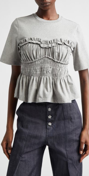 Cecilie Bahnsen - Vilde Shirred Peplum T-Shirt