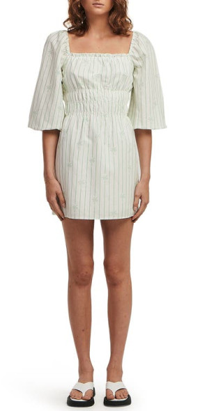 Charlie Holiday - Boheme Stripe Palm Linen & Cotton Minidress in Palm  Stripe at Nordstrom