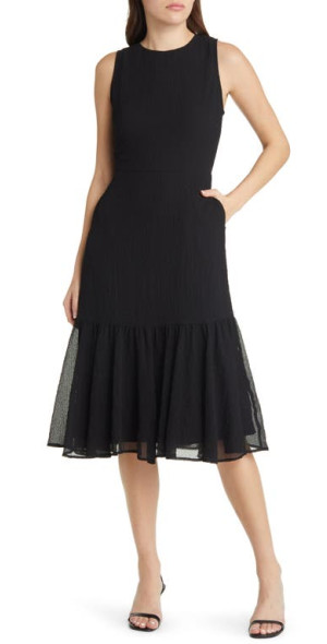 Chelsea28 - Ruffle Hem Midi Dress in Black at Nordstrom Chelsea28 - Ruffle Hem Midi Dress in Black at Nordstrom