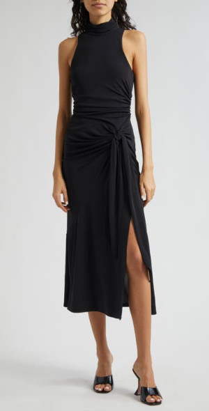 Cinq  Sept - Antonia Mock Neck Sleeveless Midi Dress in Black at Nordstrom