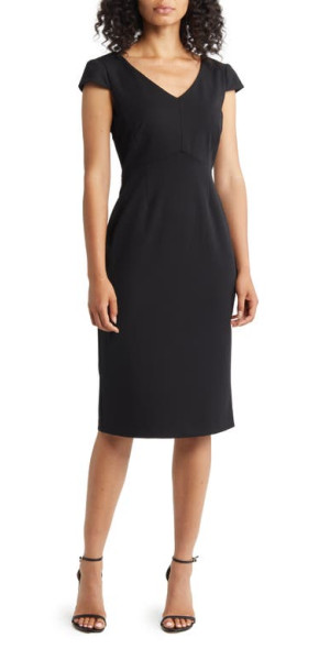 Connected Apparel - Cap Sleeve Sheath Dress in Black/Gold at Nordstrom