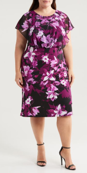 connected apparel dress Connected Apparel Lisa Wine Faux Wrap Sheath Silhouette Dress main image 1