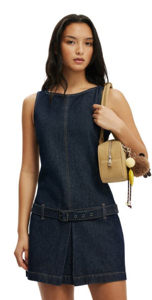 Cotton On Women's Luisa Belted Denim Mini Dress