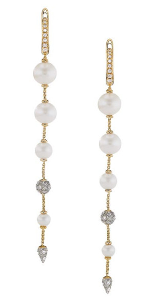 David Yurman Freshwater Pearl Pavé Diamond Drop Earrings in
