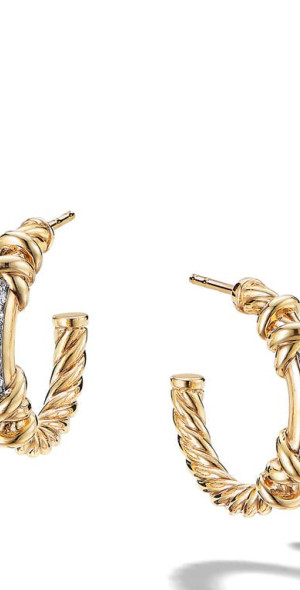 David Yurman Petite Helena Diamond Hoop Earrings in Diamond