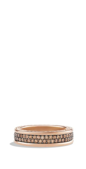 David Yurman Streamline 2-Row Pavè 18K Rose Gold Band Ring in