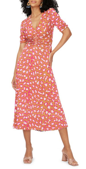 Diane von Furstenberg - Koren Reversible Mesh Dress in Natural  Leopard/Garden Petals at Nordstrom