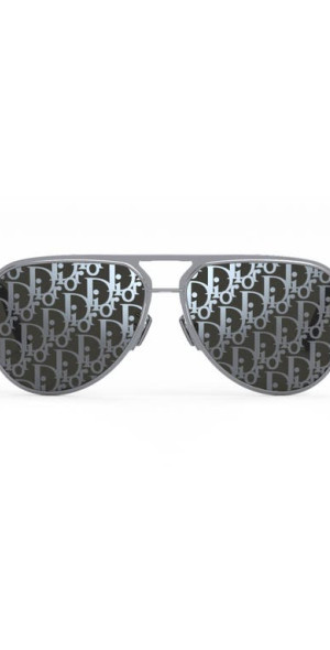 DIOR - Logo Lens 60mm Mirrored Aviator Sunglasses in Shiny  display picture 1