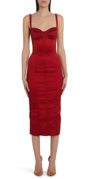 dolce and gabbana red corset dress Dolce & Gabbana burgundy satin ribbon lace up bustier corset midi maxi dress