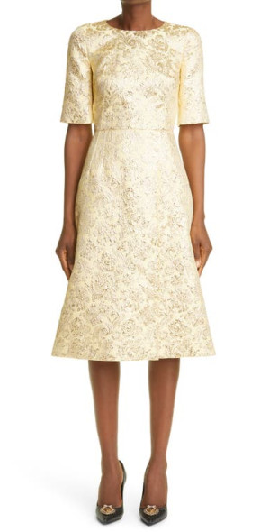 green emerald velvet dress Dolce & Gabbana Floral Lace Dress Beige main image 1