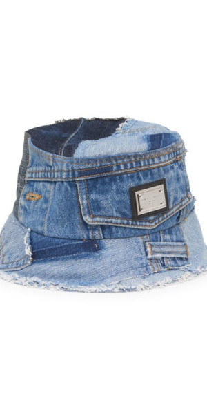 Dolce & Gabbana - Raw Edge Patchwork Denim Bucket Hat in Med  display picture 3