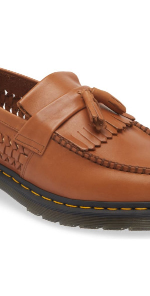 Dr. Martens Tan Tassel Moc Toe Loafers Adrian Carrara Leather Tassel Loafers in Saddle Tan | Dr  main image 3