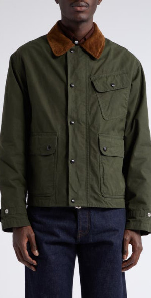 Drake's Wader Water Repellent Waxed Cotton Jacket in Green at