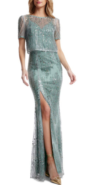 Dress the Population - Amanda Sequin Mermaid Gown in Sage Multi at Nordstrom,  Size Small