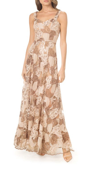 Dress the Population Anabel Embroidered Sequin Sweetheart Neck