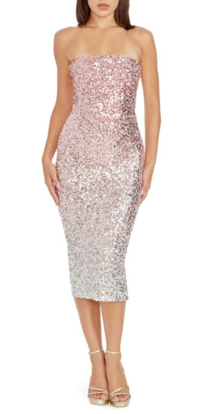 dress the population ombre sequin dress Nikita Gown L / BLUSH MULTI
