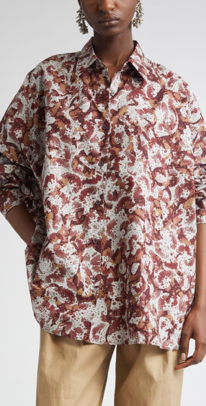 Dries Van Noten - Casia Orchid Petal Print Cotton Poplin Button-Up