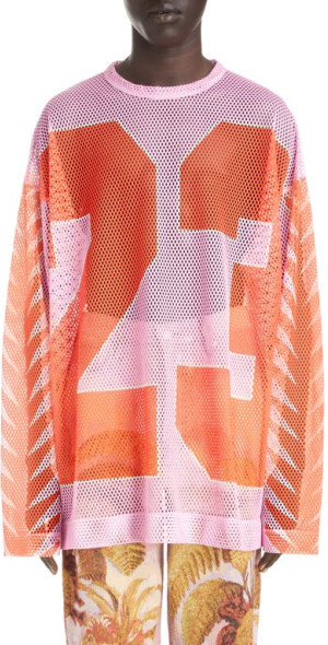 Dries Van Noten - Hegland Long Sleeve Mesh Jersey in Pink 305 at