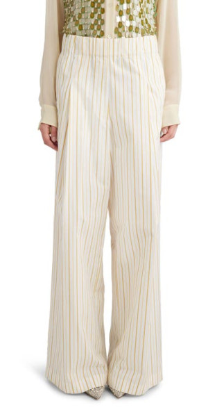 Dries Van Noten - Pila Stripe Wide Leg Cotton Pants in Yellow 202