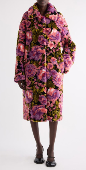 Dries Van Noten - Rendas Floral Jacquard High Pile Fleece Coat