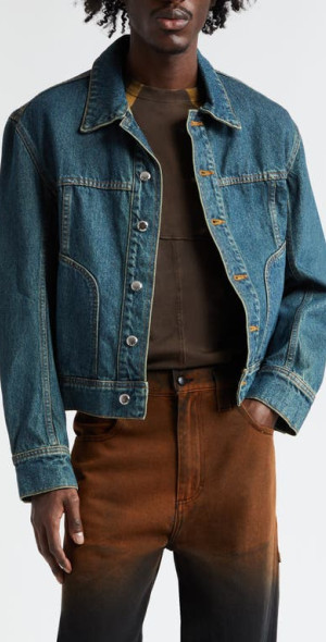 Eckhaus Latta - El Denim Trucker Jacket in New Blue eckhaus latta denim jacket