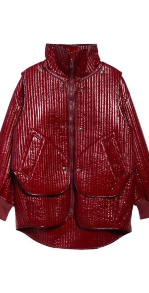 Eckhaus Latta - Line Quilted Jacket with Removable Vest in Oxblood