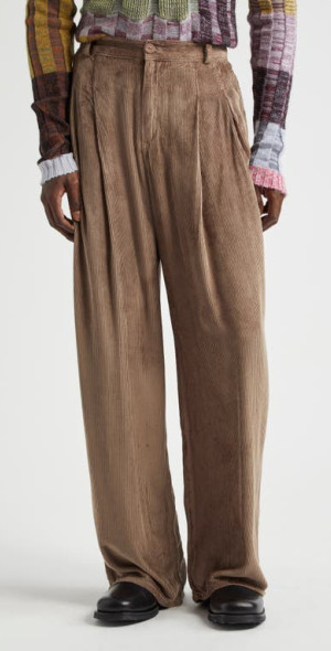 Eckhaus Latta - Ridge Pleated Washed Corduroy Pants in Reishi at